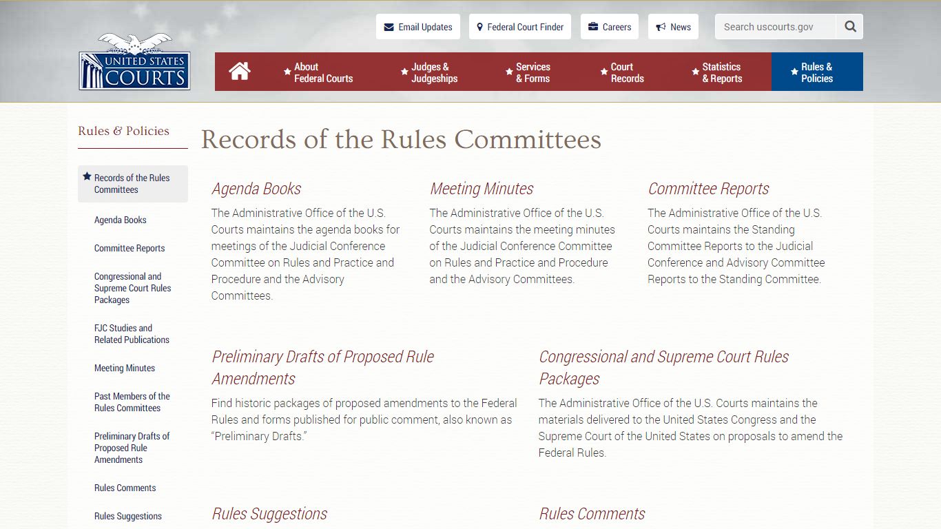 Records of the Rules Committees | United States Courts